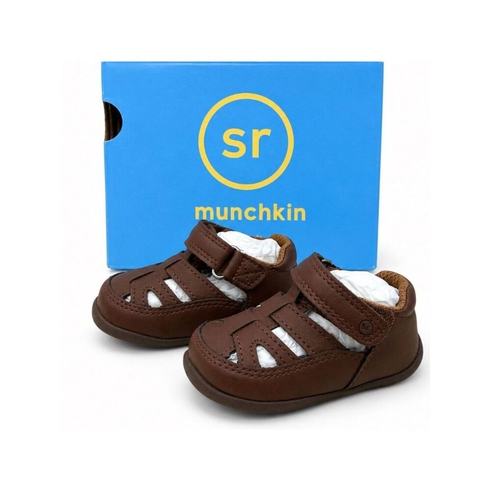 Stride Rite Joey Supportive Brown Infant Boy First Walker Shoes Size 3 Hook Loop